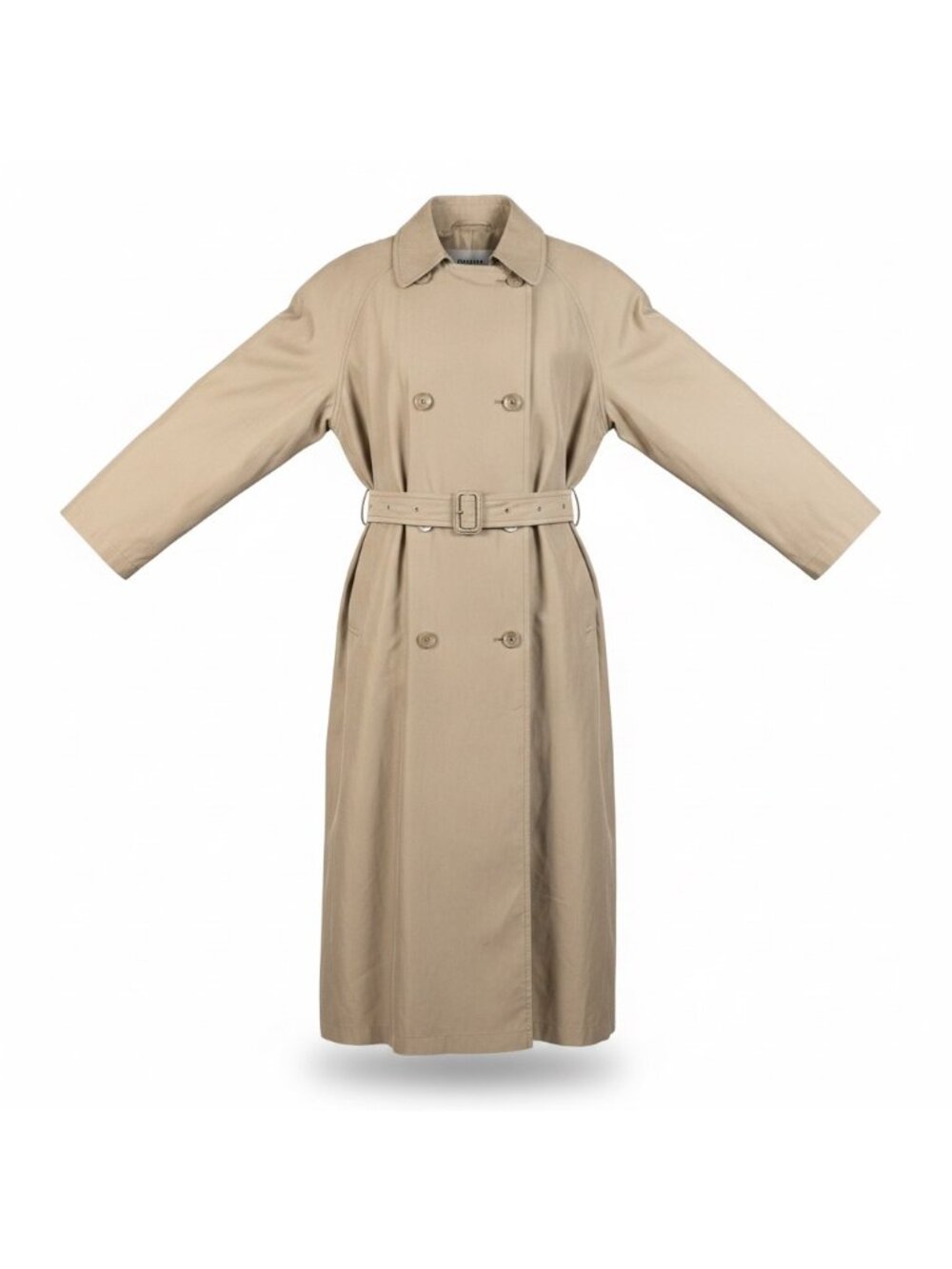 London Fog Womens Beige Trench Coat Belted Double-Breasted Long Length